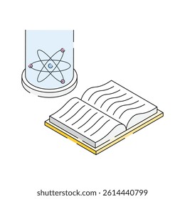 Science book icon creatively designed in isometric outline style