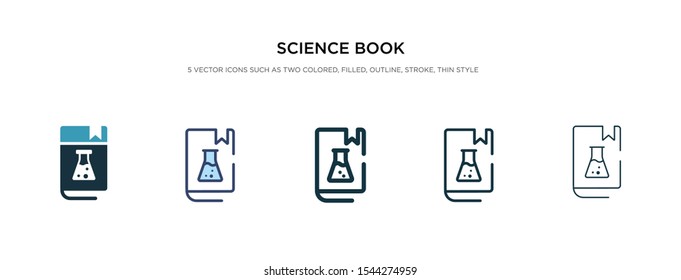 science book icon in different style vector illustration. two colored and black science book vector icons designed in filled, outline, line and stroke style can be used for web, mobile, ui