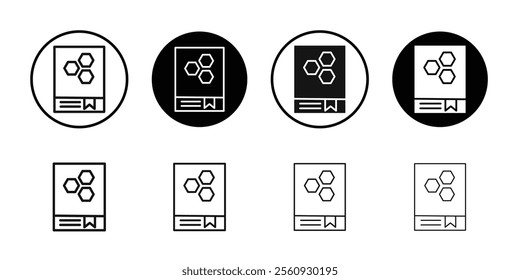 Science book icon Flat outline fill set collection