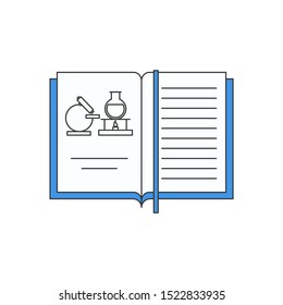 Science book icon. Flat style. Outline thin line icon. Isolated on white background. 