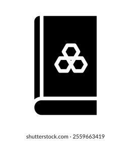 Science book icon with honeycomb symbol. Concept of education, chemistry, and biology.