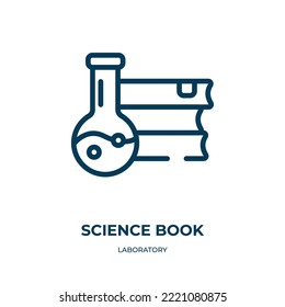 Wissenschaftsbuch-Symbol. Lineare Vektorgrafik aus der Laborsammlung. Leitende Science-Book-Ikone-Vektorgrafik. Dünnliniensymbol für Web- und mobile Apps, Logo, Printmedien.