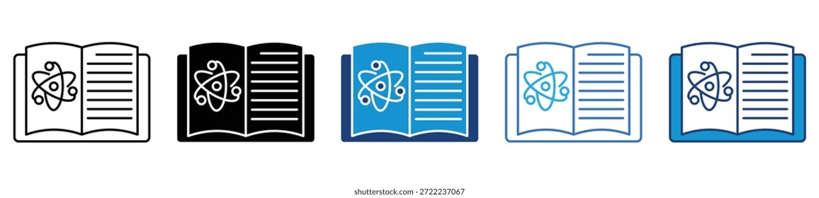 Conjunto de iconos de libro de Ciencia en varios estilos