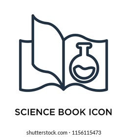 Science book icon vector isolated on white background, Science book transparent sign , thin pictogram or outline symbol design in linear style