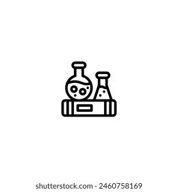 science book learning outline icon and illustration