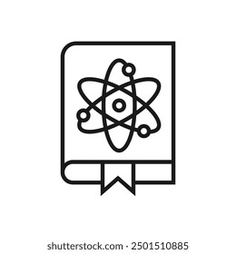 Science book - line icon, editable stroke. Simple outline physics symbol. Vector illustration.