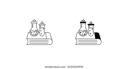 Icono de conjunto de libro de ciencia con fondo blanco Vector Ilustración de stock
