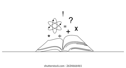 Science book vector in continuous line style