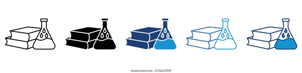 Science books icon set in multiple styles