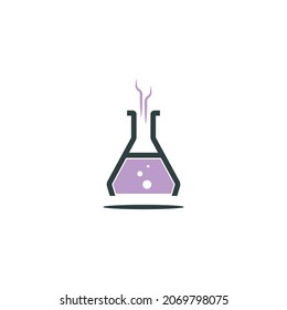 Plantilla de diseño de icono del laboratorio de botellas de ciencia