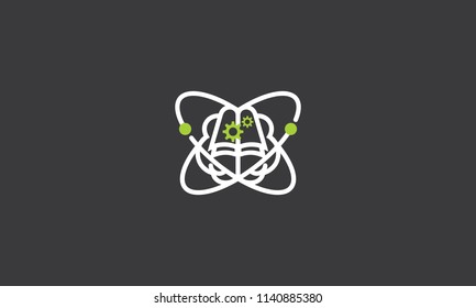 science brain gear logo icon vector