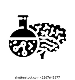 vector de icono del glifo cerebral de la ciencia. signo del cerebro de la ciencia. ilustración de símbolo aislado