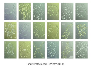 Science brochure cover templates vector set. Abstract dna concept backgrounds. Modern corporate magazine cover layouts. Intersecting waves patterns. Business flyer templates design.