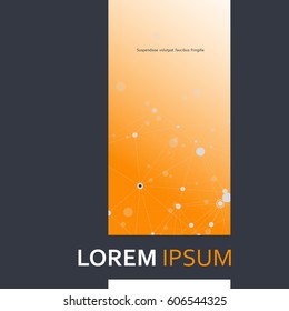 Science brochure design template. Vector molecular structure with connected lines and dots. Cover square format