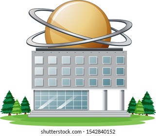 Science building on white background illustration