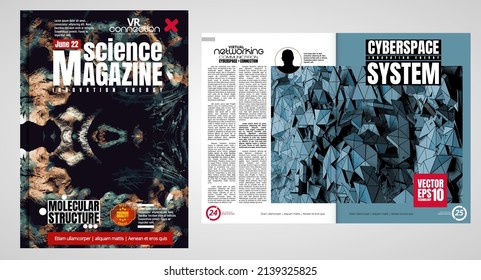 Science and business brochure flyer design template vector. Modern technology cover background