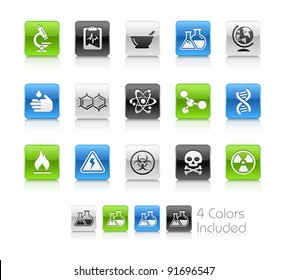 Science Buttons  / The file Includes 4 color versions in different layers.