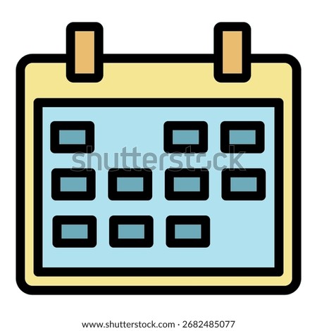 Science calendar icon. Outline science calendar vector icon color flat isolated