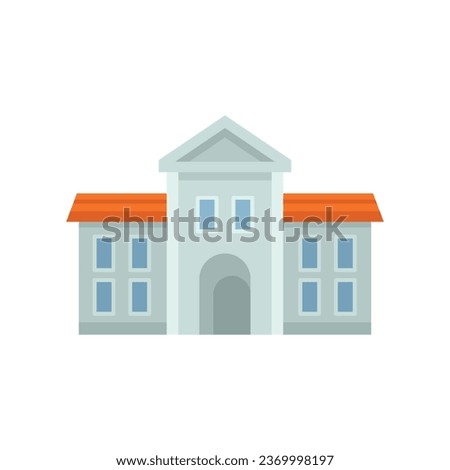 Science campus icon flat vector. College education. School building isolated