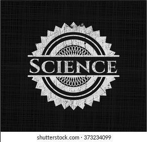 Science chalkboard emblem on black board