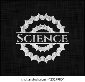 Science chalkboard emblem on black board