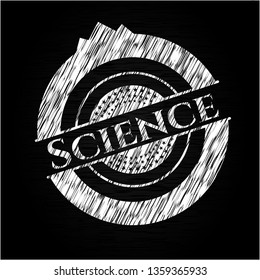Science chalkboard emblem written on a blackboard