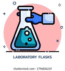 Science chemical experiment filled outline style. Icon design for mobile application, website.