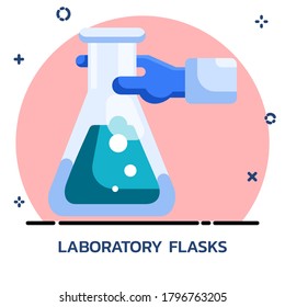 Experimento químico científico de estilo plano. Diseño de iconos para aplicaciones móviles, sitio web.