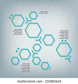 Science chemical hexagonal molecular vector design background.