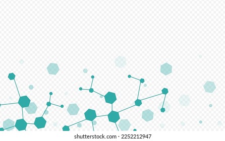 Science Chemical Structure, Vektortransparenter Hintergrund. Hexagon-Technologie-Muster. Modernes, futuristisches Template für die Chemie. Wissenschaftliche Textur.