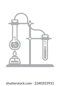 Science chemistry experiment, consisting of flasks and hoses. 