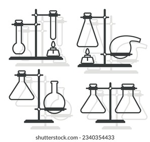 Science chemistry experiment, consisting of flasks and hoses. 
