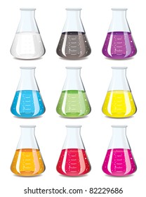 Science Chemistry Flask In A Rainbow Of Colours