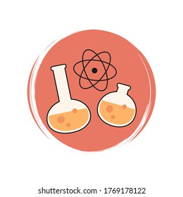Science and chemistry icon logo vector illustration on circle with brush texture for social media story highlight