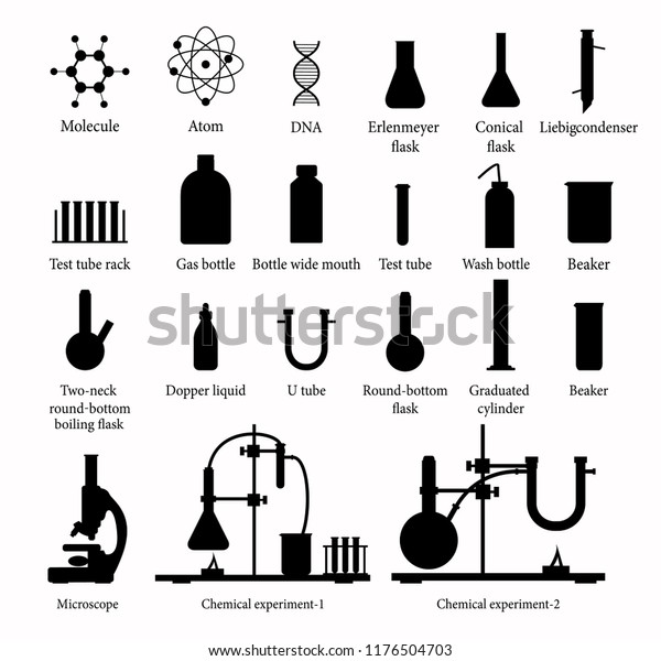 Science Chemistry Icon Set Names Objects Stock Vector (Royalty Free ...