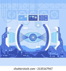 Science Chemistry Laboratory Flat Color Vector Illustration. Science Lab, Pharmaceutical Research Center Cartoon Interior Design With Medical Equipment On Background. Modern Medical Institution Decor