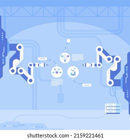 Science chemistry laboratory flat color vector illustration. Science lab, pharmaceutical research center Cartoon interior design with medical equipment on background. Modern medical institution decor