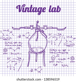 Science chemistry laboratory vector background (sketchy style)