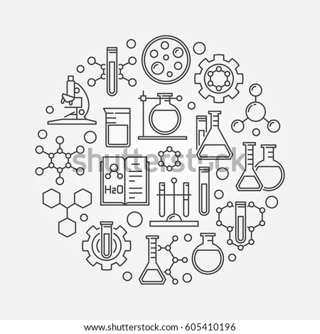 Science and chemistry line symbol - vector round biotechnology outline sign or laboratory concept illustration