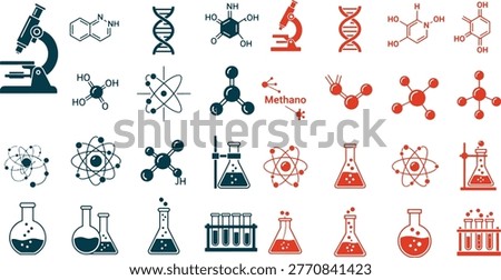 Science chemistry molecules atoms microscope lab flask.