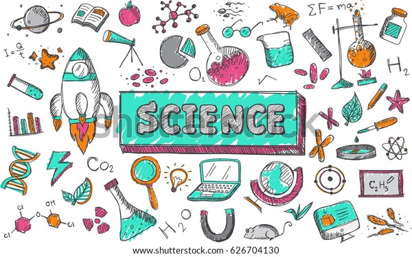 Science Chemistry Physics Biology Astronomy Education Stock Vector ...