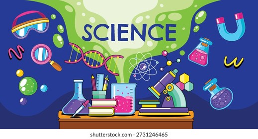 Wissenschaft und Chemie - Poster, Vektorgrafik