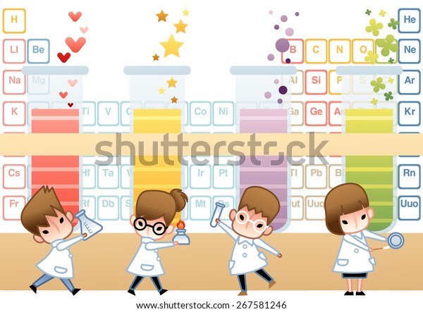 600px x 443px - Science Class Cute Young Girl Boy Stock Vector (Royalty Free ...