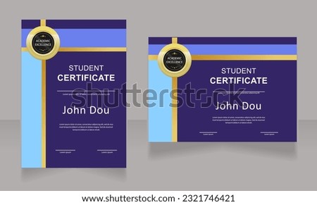 Science class student certificate design templates set. Vector diploma with customized copyspace and borders. Printable document for awards and recognition. Arial, Myriad Pro fonts used