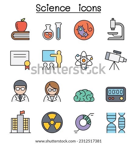Science color line icon set