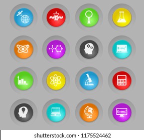 science colored plastic round buttons vector icons for web and user interface design