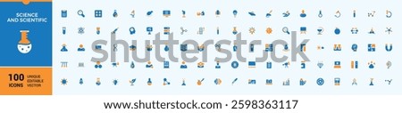 Science colorful solid icons. Pack of research, biotechnology, scientific, bio, laboratory, lab, chemistry. Simple icon designs. Scientist modern icons. Editable vector icon.