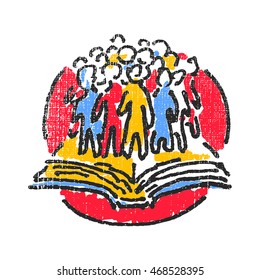 Science community. Textured stamp. Vector illustration