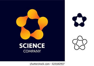 Science Company is an abstract vector logotype template for industry, technology, laboratory, medical or chemical organization. Molecule icon or illustration.