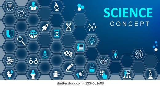 Science concept background. Set of education, school and knowledge flat icons. Collection science sign icons – stock vector